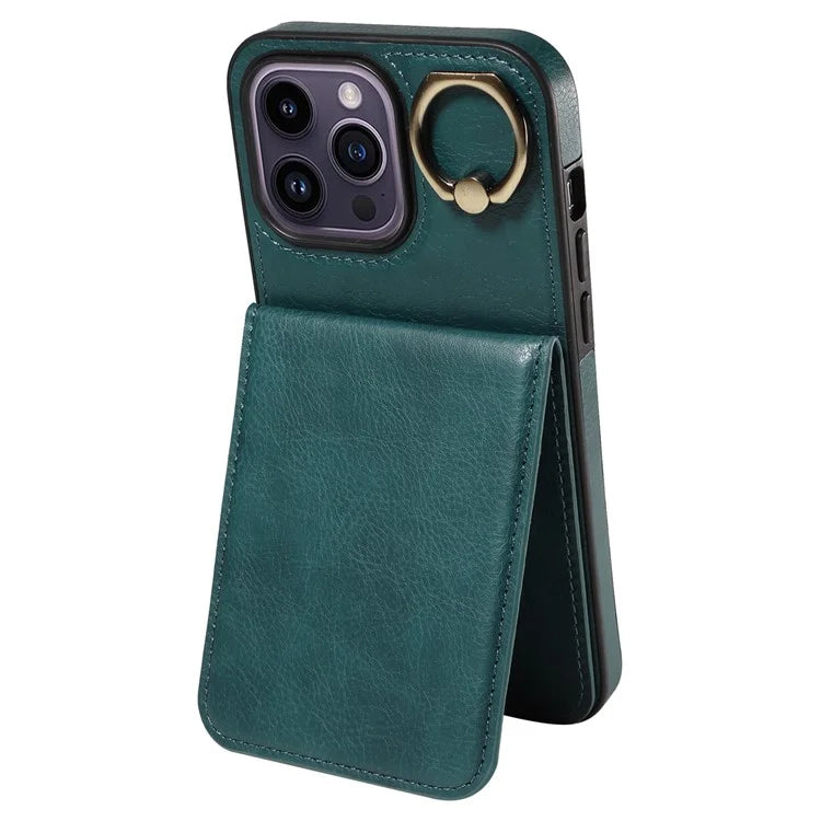 004 For iPhone 14 Pro Max Case Card Holder Litchi Texture PU Leather+TPU Phone Cover