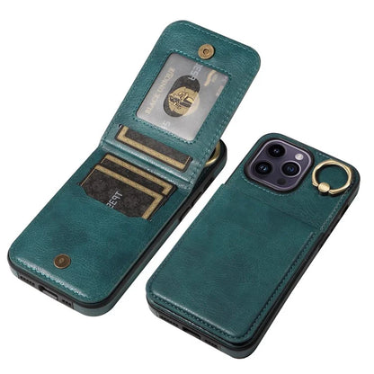 004 For iPhone 14 Pro Max Case Card Holder Litchi Texture PU Leather+TPU Phone Cover