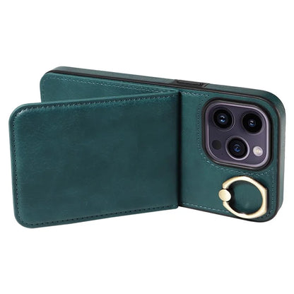 004 For iPhone 14 Pro Max Case Card Holder Litchi Texture PU Leather+TPU Phone Cover