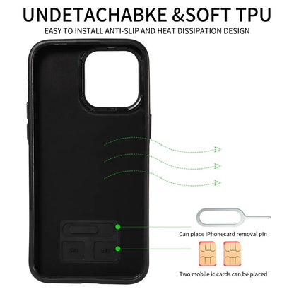 004 For iPhone 14 Pro Max Case Card Holder Litchi Texture PU Leather+TPU Phone Cover
