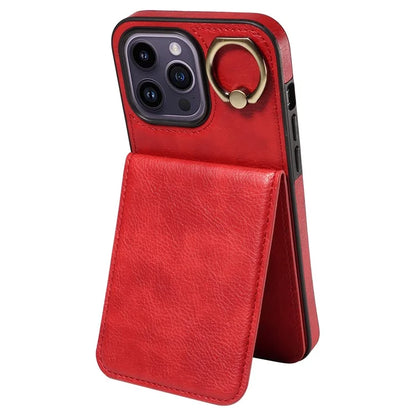 004 For iPhone 14 Pro Max Case Card Holder Litchi Texture PU Leather+TPU Phone Cover