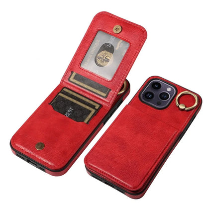 004 For iPhone 14 Pro Max Case Card Holder Litchi Texture PU Leather+TPU Phone Cover