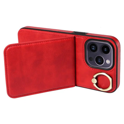 004 For iPhone 14 Pro Max Case Card Holder Litchi Texture PU Leather+TPU Phone Cover