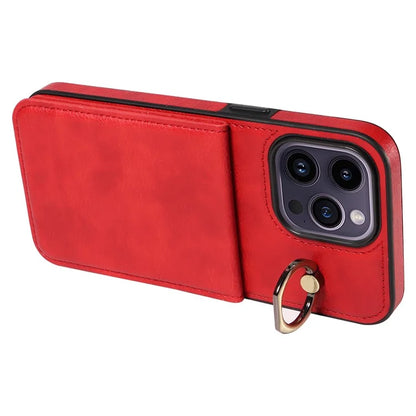 004 For iPhone 14 Pro Max Case Card Holder Litchi Texture PU Leather+TPU Phone Cover