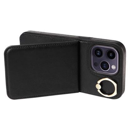 004 For iPhone 14 Pro Max Case Card Holder Litchi Texture PU Leather+TPU Phone Cover