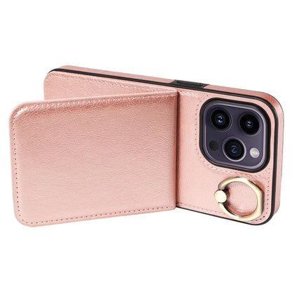 004 For iPhone 14 Pro Max Case Card Holder Litchi Texture PU Leather+TPU Phone Cover