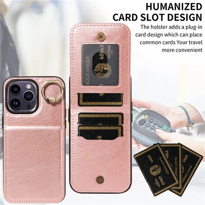 004 For iPhone 14 Pro Max Case Card Holder Litchi Texture PU Leather+TPU Phone Cover