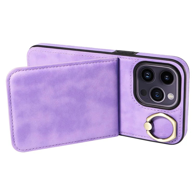 004 For iPhone 14 Pro Max Case Card Holder Litchi Texture PU Leather+TPU Phone Cover