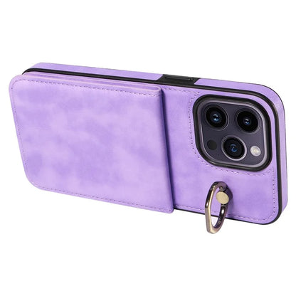 004 For iPhone 14 Pro Max Case Card Holder Litchi Texture PU Leather+TPU Phone Cover