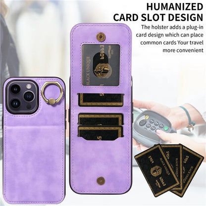 004 For iPhone 14 Pro Max Case Card Holder Litchi Texture PU Leather+TPU Phone Cover