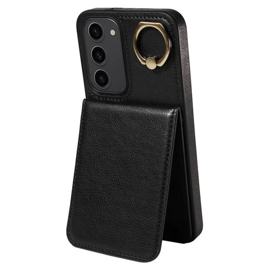 004 For Samsung Galaxy S23+ Case Card Holder PU Leather+TPU Bump Proof Phone Cover