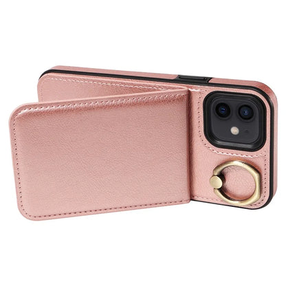 004 For iPhone 12 / 12 Pro Case Viewing Kickstand PU Leather+TPU Cellphone Kickstand Cover