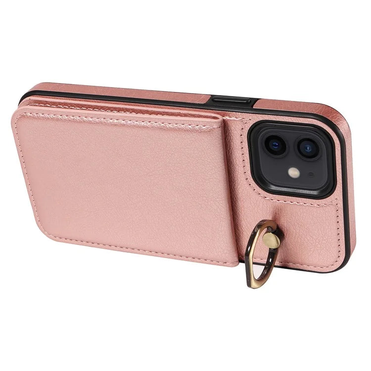 004 For iPhone 12 / 12 Pro Case Viewing Kickstand PU Leather+TPU Cellphone Kickstand Cover