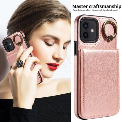 004 For iPhone 12 / 12 Pro Case Viewing Kickstand PU Leather+TPU Cellphone Kickstand Cover