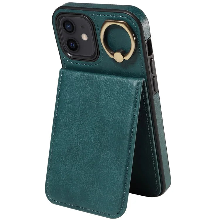004 For iPhone 12 / 12 Pro Case Viewing Kickstand PU Leather+TPU Cellphone Kickstand Cover