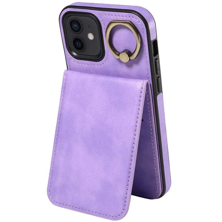 004 For iPhone 12 / 12 Pro Case Viewing Kickstand PU Leather+TPU Cellphone Kickstand Cover