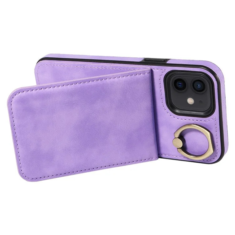 004 For iPhone 12 / 12 Pro Case Viewing Kickstand PU Leather+TPU Cellphone Kickstand Cover