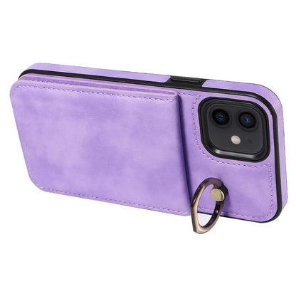 004 For iPhone 12 / 12 Pro Case Viewing Kickstand PU Leather+TPU Cellphone Kickstand Cover