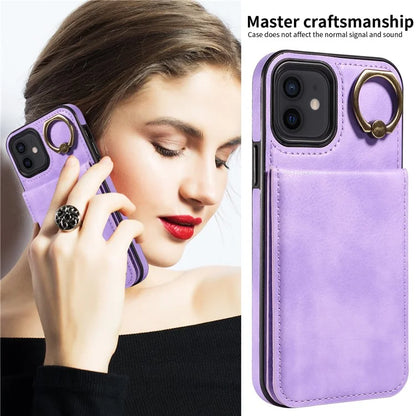 004 For iPhone 12 / 12 Pro Case Viewing Kickstand PU Leather+TPU Cellphone Kickstand Cover