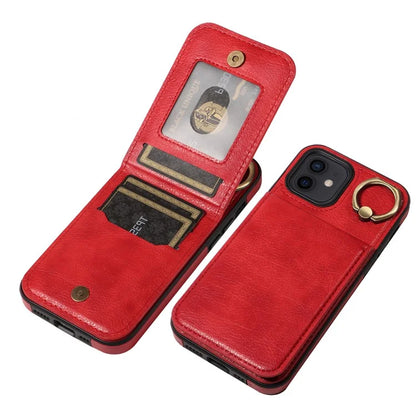 004 For iPhone 12 / 12 Pro Case Viewing Kickstand PU Leather+TPU Cellphone Kickstand Cover