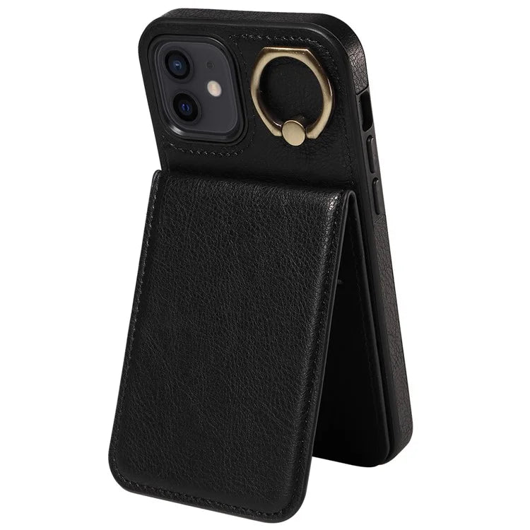 004 For iPhone 12 / 12 Pro Case Viewing Kickstand PU Leather+TPU Cellphone Kickstand Cover