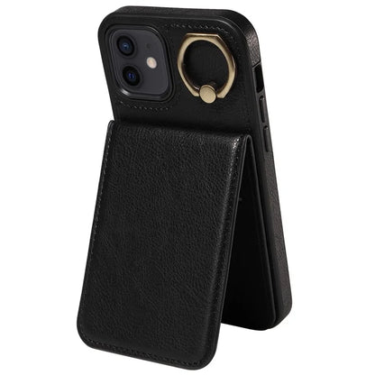 004 For iPhone 12 / 12 Pro Case Viewing Kickstand PU Leather+TPU Cellphone Kickstand Cover