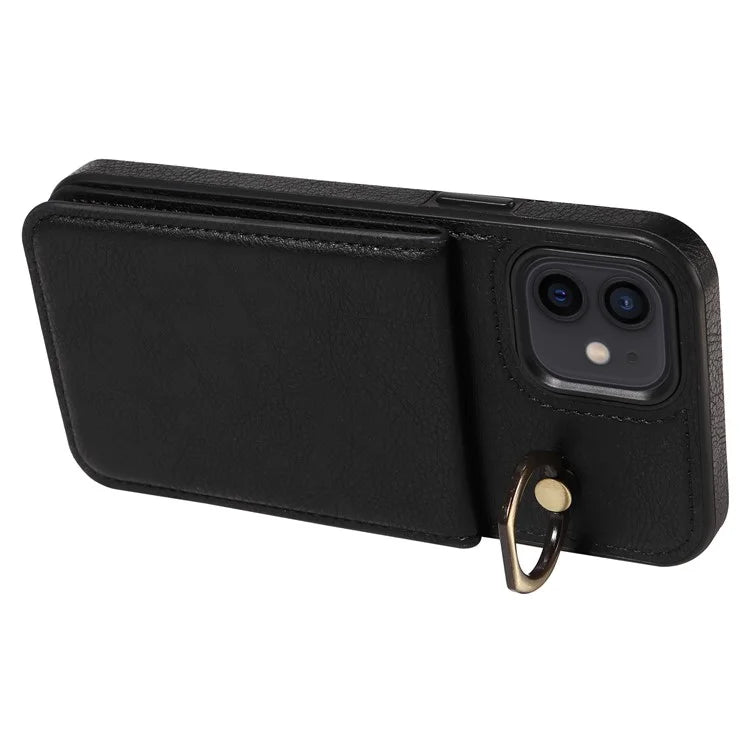 004 For iPhone 12 / 12 Pro Case Viewing Kickstand PU Leather+TPU Cellphone Kickstand Cover