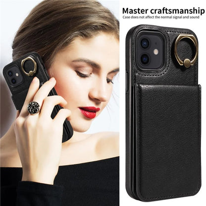 004 For iPhone 12 / 12 Pro Case Viewing Kickstand PU Leather+TPU Cellphone Kickstand Cover
