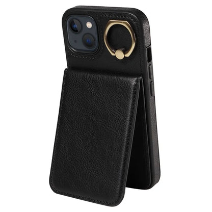 004 For iPhone 13 Case Card Holder Scratch Proof Shell PU Leather+TPU Cover