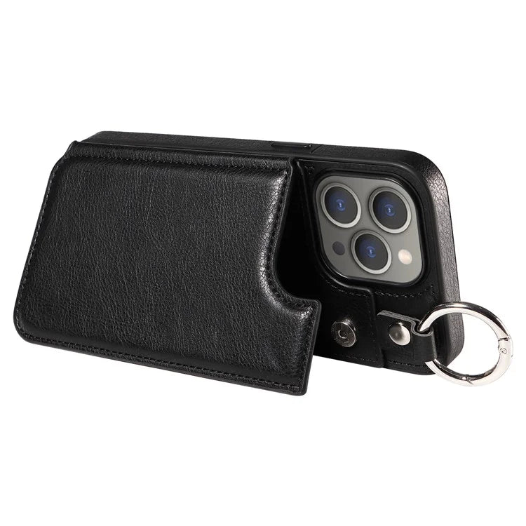 003 Protective Case for iPhone 15 Pro Max Case PU+TPU Phone Cover with Kickstand