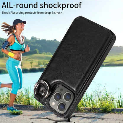 003 Protective Case for iPhone 15 Pro Max Case PU+TPU Phone Cover with Kickstand