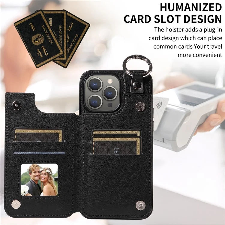 003 Protective Case for iPhone 15 Pro Max Case PU+TPU Phone Cover with Kickstand