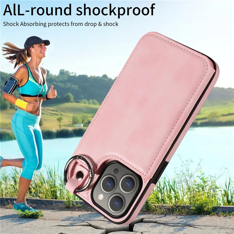 003 Protective Case for iPhone 15 Pro Max Case PU+TPU Phone Cover with Kickstand