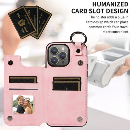 003 Protective Case for iPhone 15 Pro Max Case PU+TPU Phone Cover with Kickstand