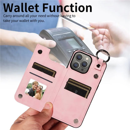 003 Protective Case for iPhone 15 Pro Max Case PU+TPU Phone Cover with Kickstand