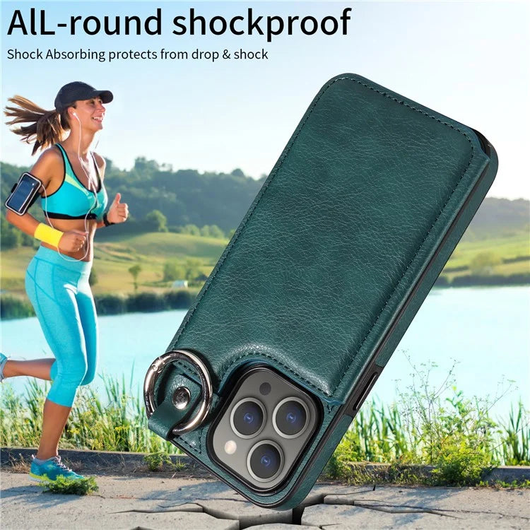 003 Protective Case for iPhone 15 Pro Max Case PU+TPU Phone Cover with Kickstand