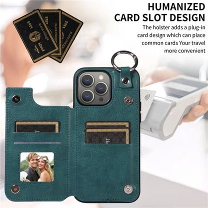 003 Protective Case for iPhone 15 Pro Max Case PU+TPU Phone Cover with Kickstand