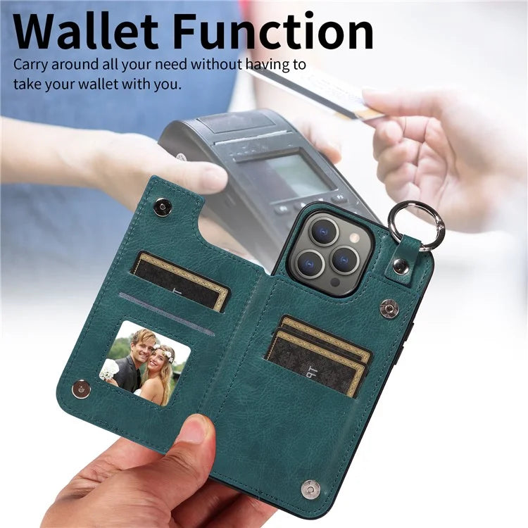 003 Protective Case for iPhone 15 Pro Max Case PU+TPU Phone Cover with Kickstand