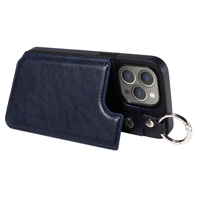 003 Protective Case for iPhone 15 Pro Max Case PU+TPU Phone Cover with Kickstand