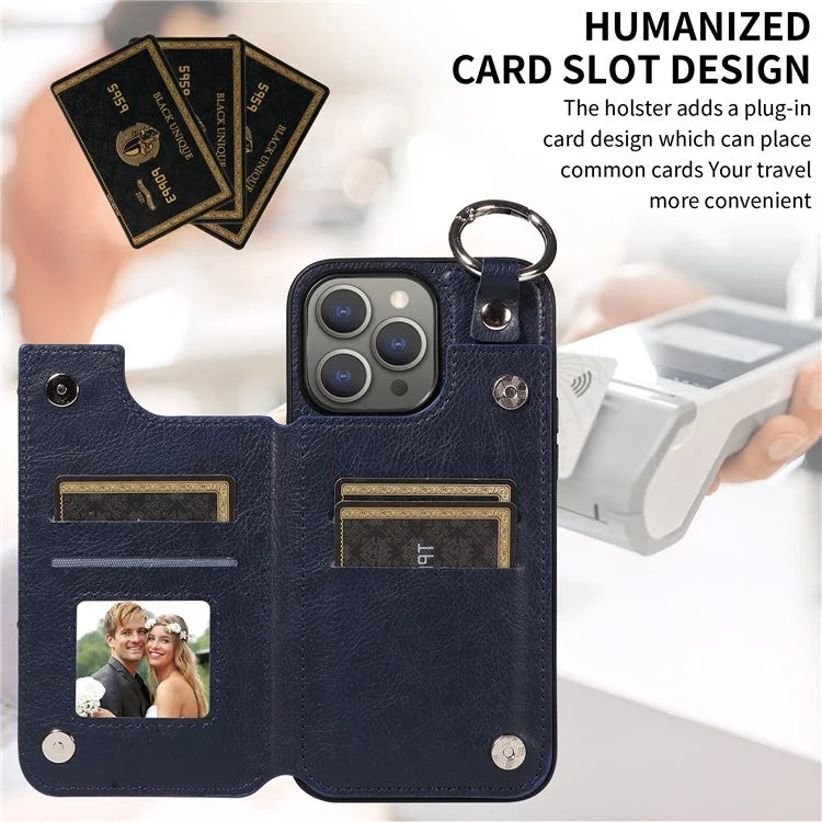 003 Protective Case for iPhone 15 Pro Max Case PU+TPU Phone Cover with Kickstand