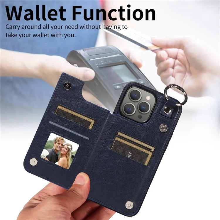 003 Protective Case for iPhone 15 Pro Max Case PU+TPU Phone Cover with Kickstand