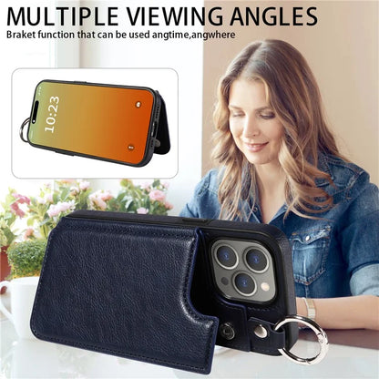 003 Protective Case for iPhone 15 Pro Max Case PU+TPU Phone Cover with Kickstand