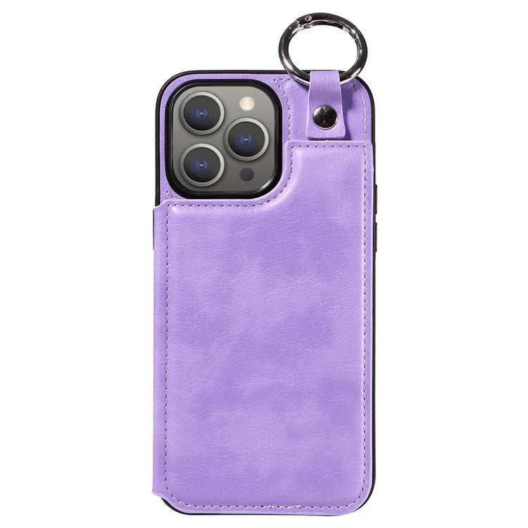 003 Protective Case for iPhone 15 Pro Max Case PU+TPU Phone Cover with Kickstand