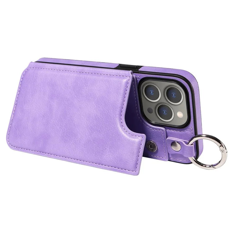 003 Protective Case for iPhone 15 Pro Max Case PU+TPU Phone Cover with Kickstand