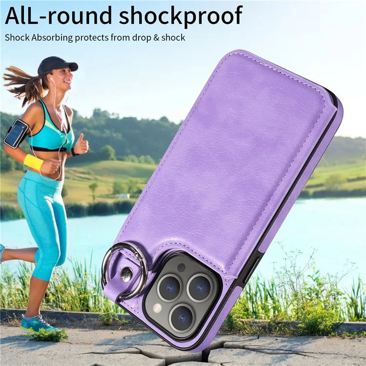 003 Protective Case for iPhone 15 Pro Max Case PU+TPU Phone Cover with Kickstand