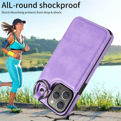 003 Protective Case for iPhone 15 Pro Max Case PU+TPU Phone Cover with Kickstand