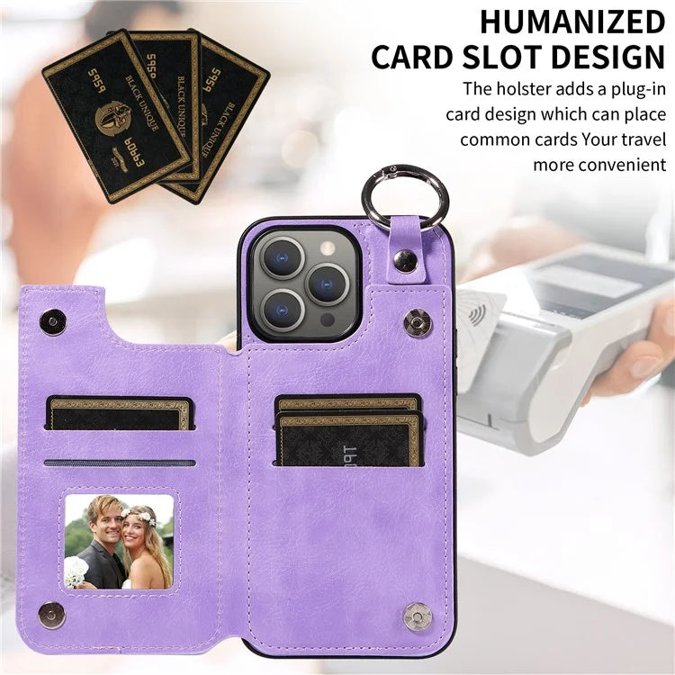 003 Protective Case for iPhone 15 Pro Max Case PU+TPU Phone Cover with Kickstand