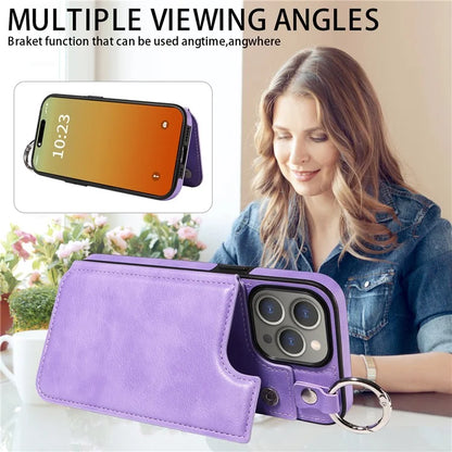 003 Protective Case for iPhone 15 Pro Max Case PU+TPU Phone Cover with Kickstand