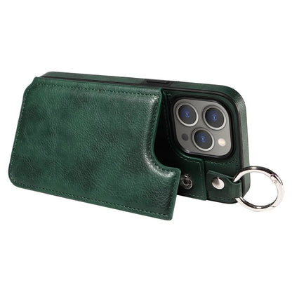 003 Protective Case for iPhone 15 Pro Max Case PU+TPU Phone Cover with Kickstand