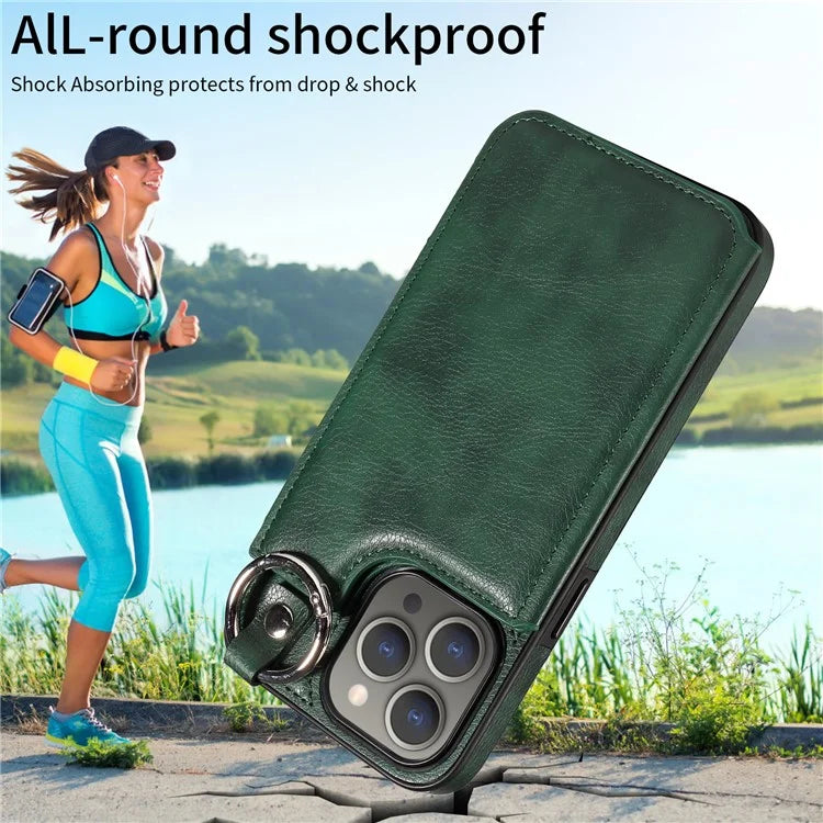 003 Protective Case for iPhone 15 Pro Max Case PU+TPU Phone Cover with Kickstand